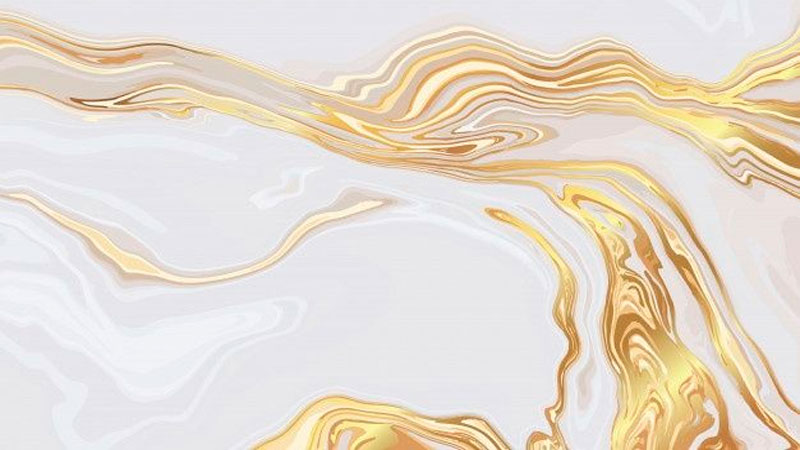 marmol dorado y blanco cocina